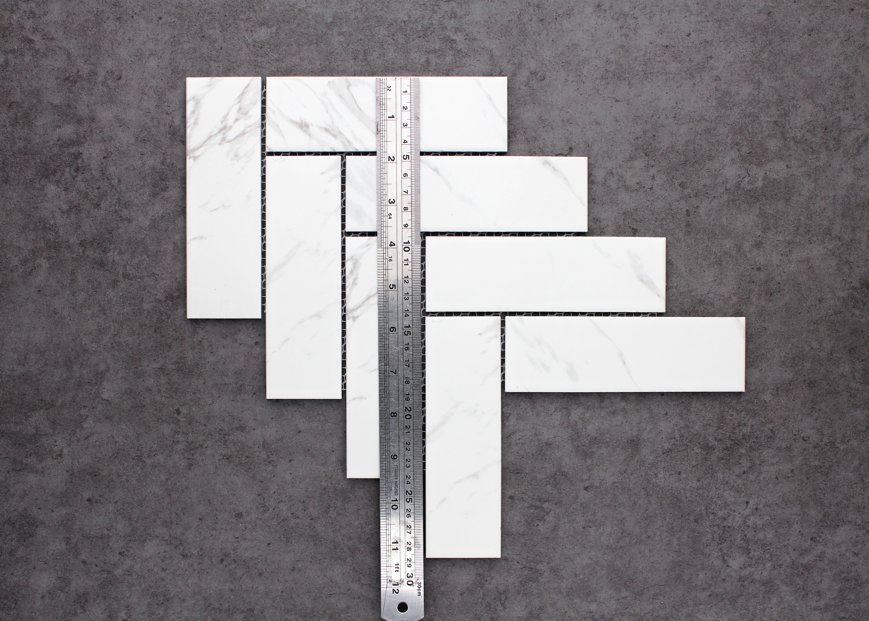 Carrara Matt Large Herringbone-CARRARA-Mosaic Mode