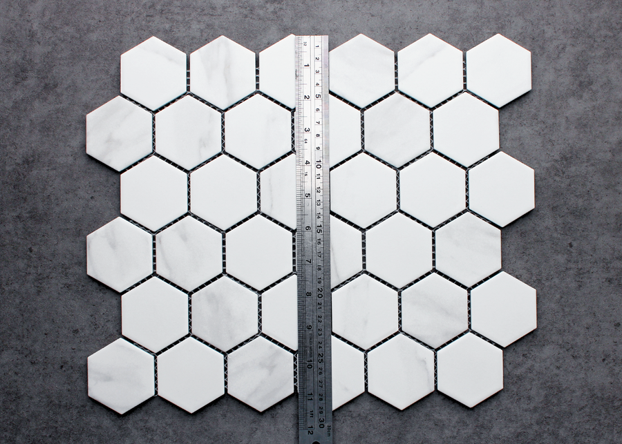 Carrara Matt Medium Hexagon-CARRARA-Mosaic Mode