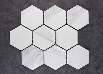 Carrara Matt Large Hexagon-CARRARA-Mosaic Mode