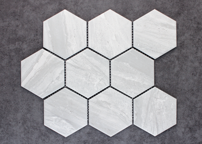 Wooden Grey Matt Large Hexagon-HEXAGON-Mosaic Mode