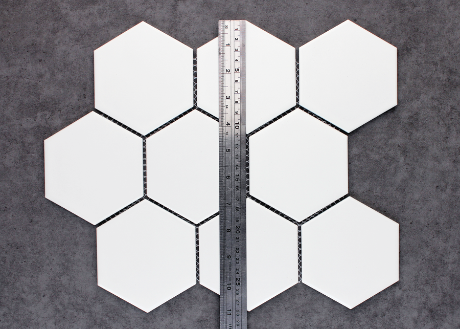 White Matt Large Hexagon-HEXAGON-Mosaic Mode