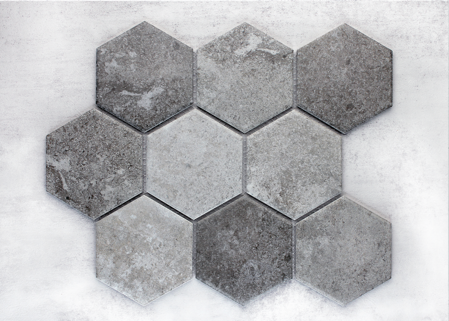 Coal Matt Large Hexagon-HEXAGON-Mosaic Mode