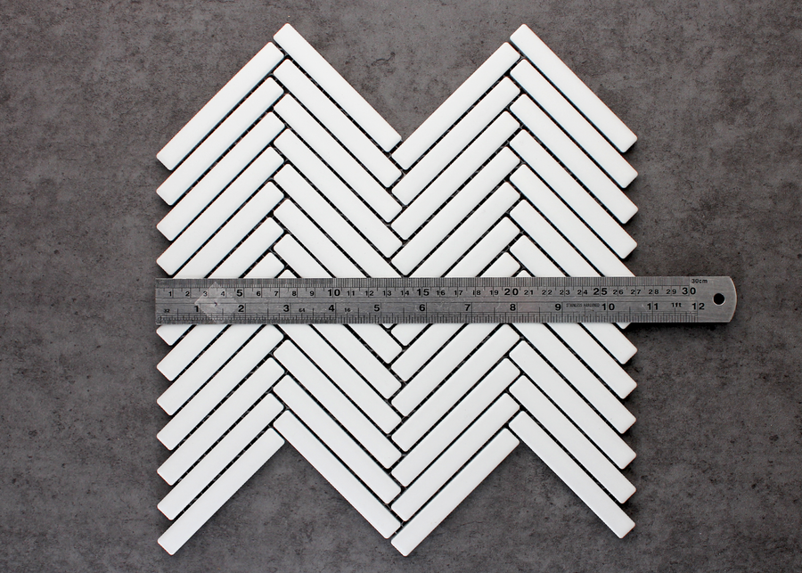 White Matt Kit Kat Herringbone-KIT KAT-Mosaic Mode