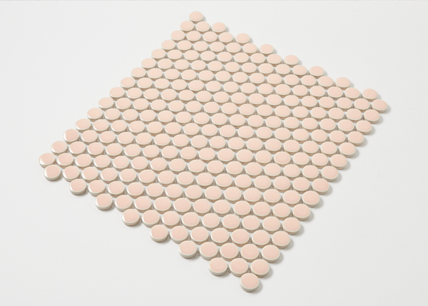 Pink Rounded Tile Pastel Pink Gloss Penny Round Mosaic Tile - Mosaic Mode