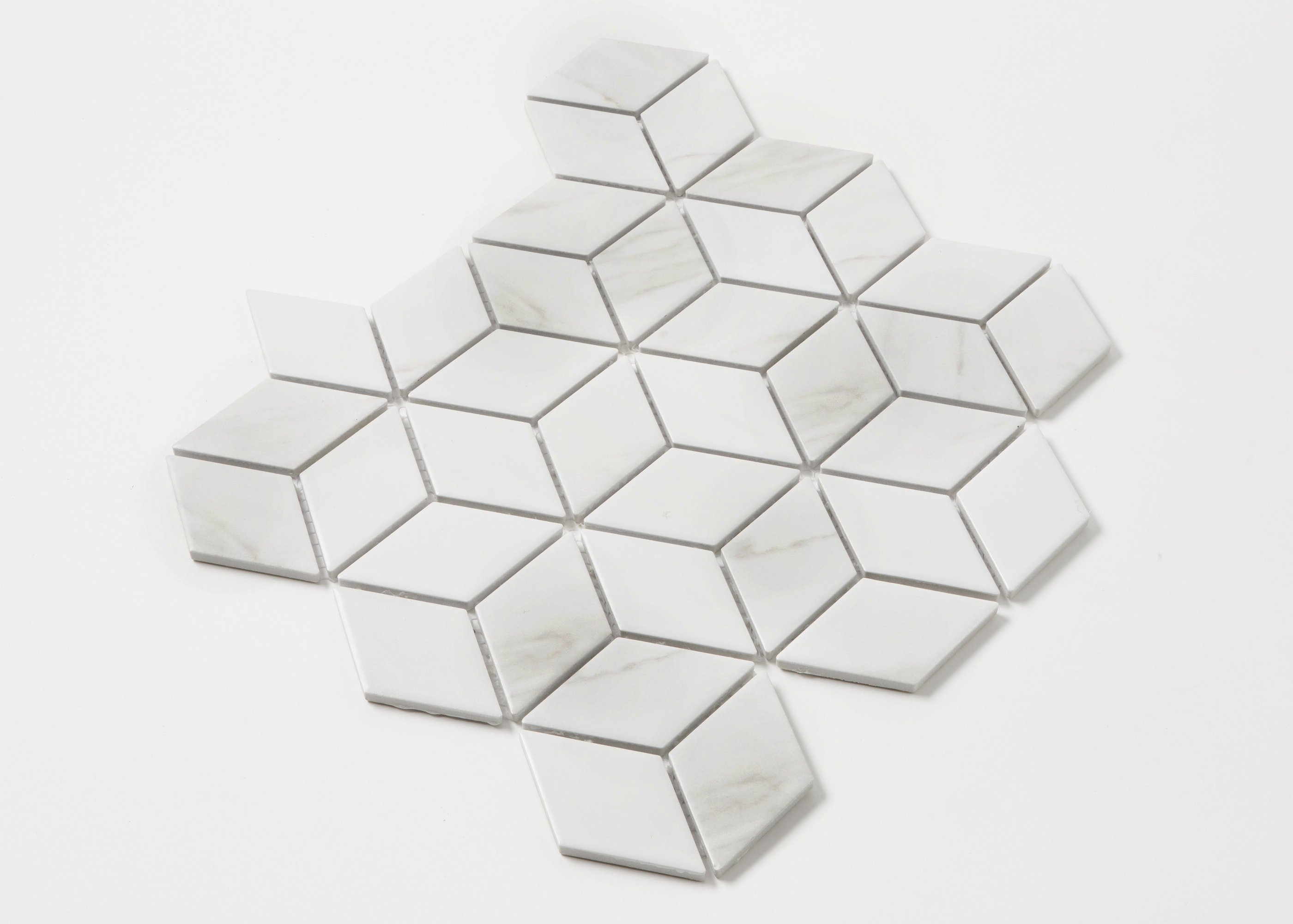 Carrara Cube Mosaic Tile - Mosaic Mode