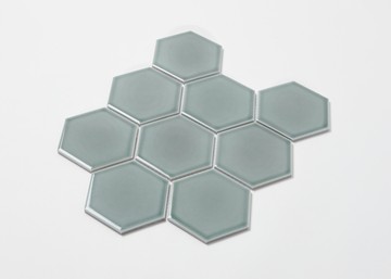 Water Green Gloss Large Hexagon-HEXAGON-Mosaic Mode