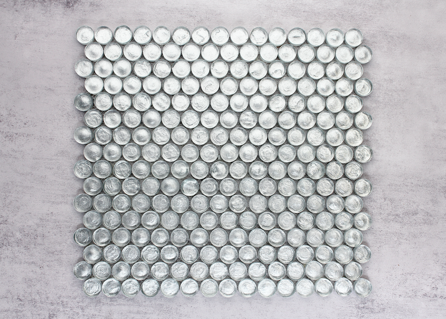 Silver Glass Penny Round-GLASS-Mosaic Mode