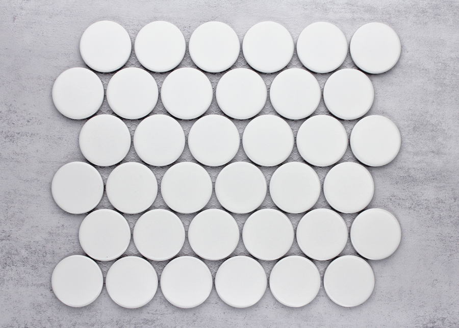White Megalo Matt Penny Round-PENNY ROUND-Mosaic Mode